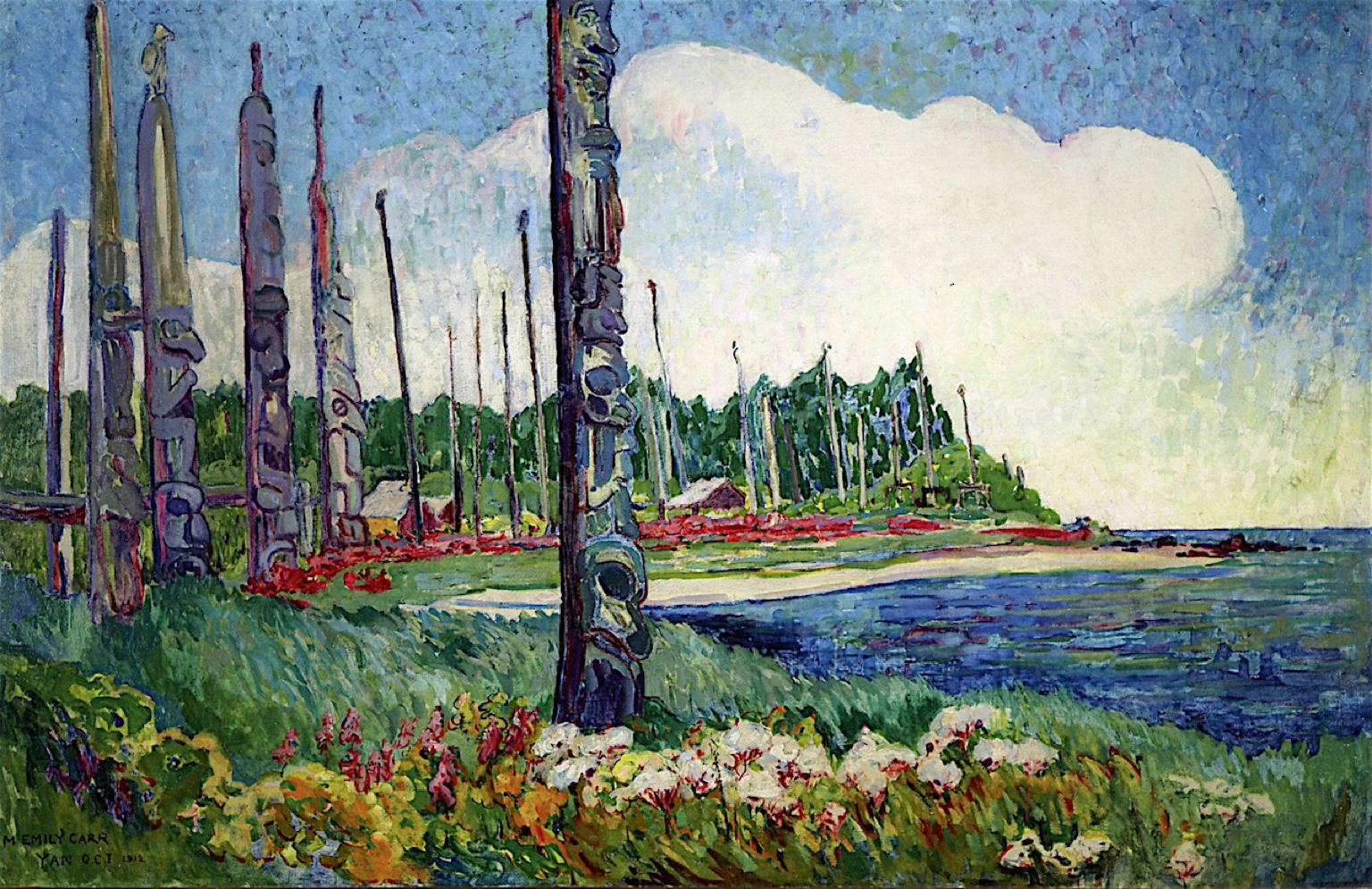 Emily Carr depiction of a village site, early 1900's